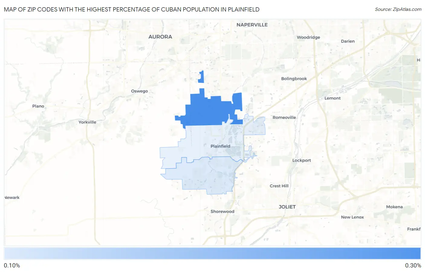 Zip Codes with the Highest Percentage of Cuban Population in Plainfield Map