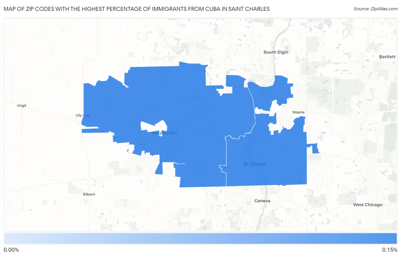 Zip Codes with the Highest Percentage of Immigrants from Cuba in Saint Charles Map