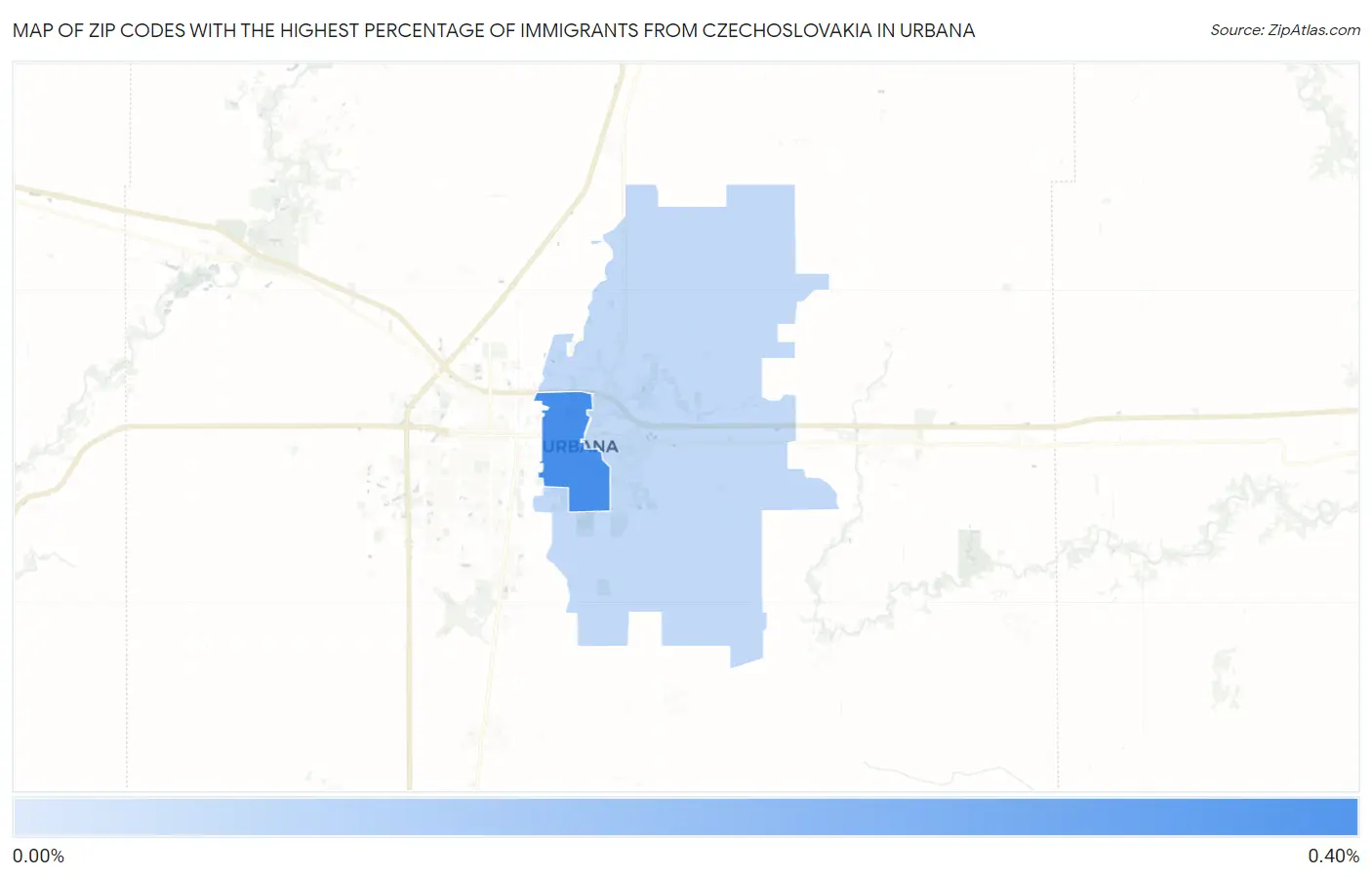 Zip Codes with the Highest Percentage of Immigrants from Czechoslovakia in Urbana Map