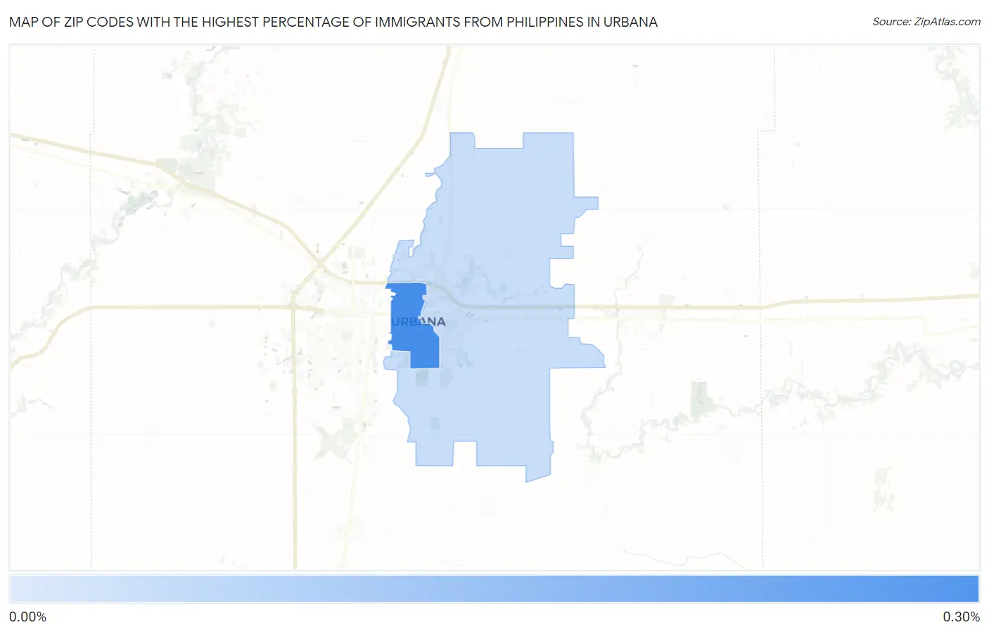 Zip Codes with the Highest Percentage of Immigrants from Philippines in Urbana Map
