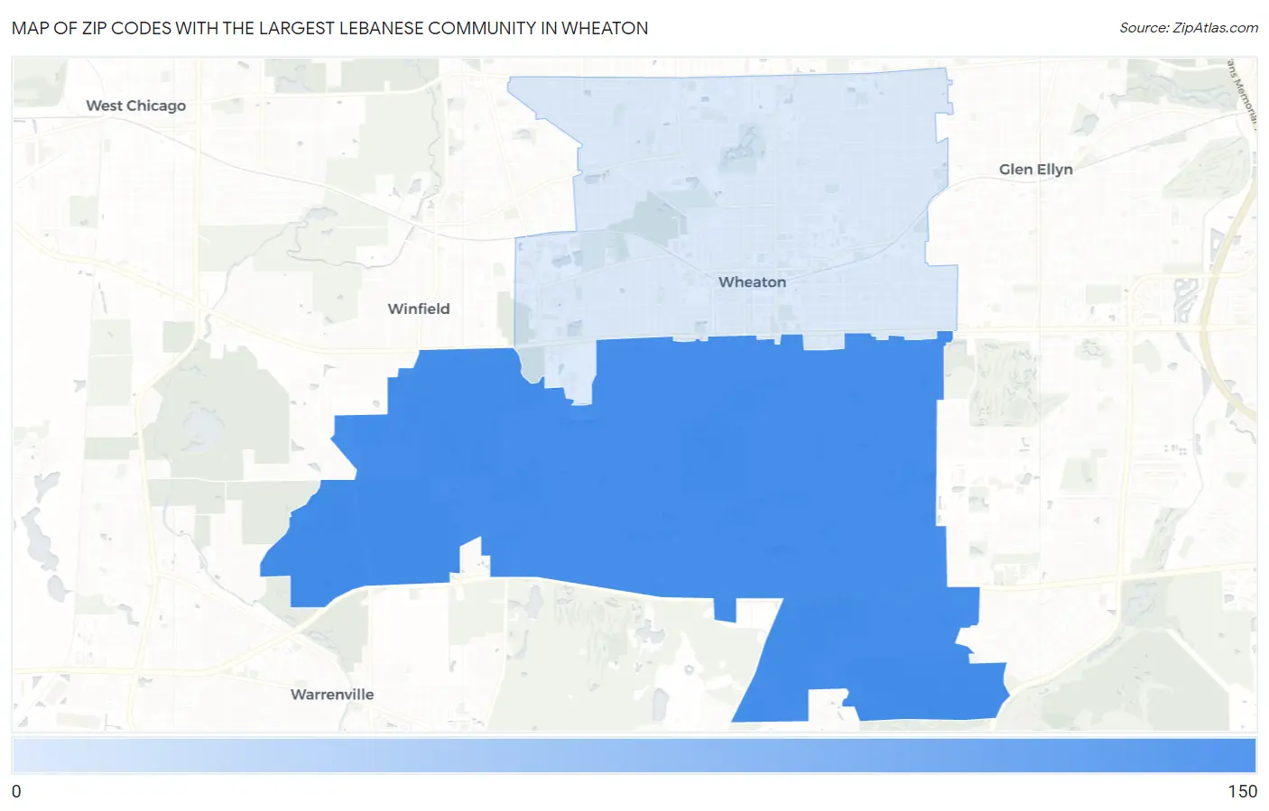 Zip Codes with the Largest Lebanese Community in Wheaton Map