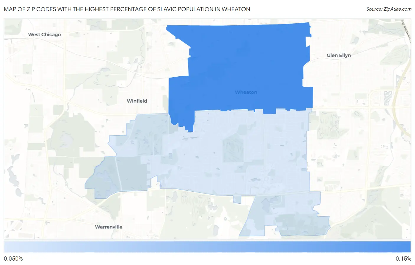 Zip Codes with the Highest Percentage of Slavic Population in Wheaton Map