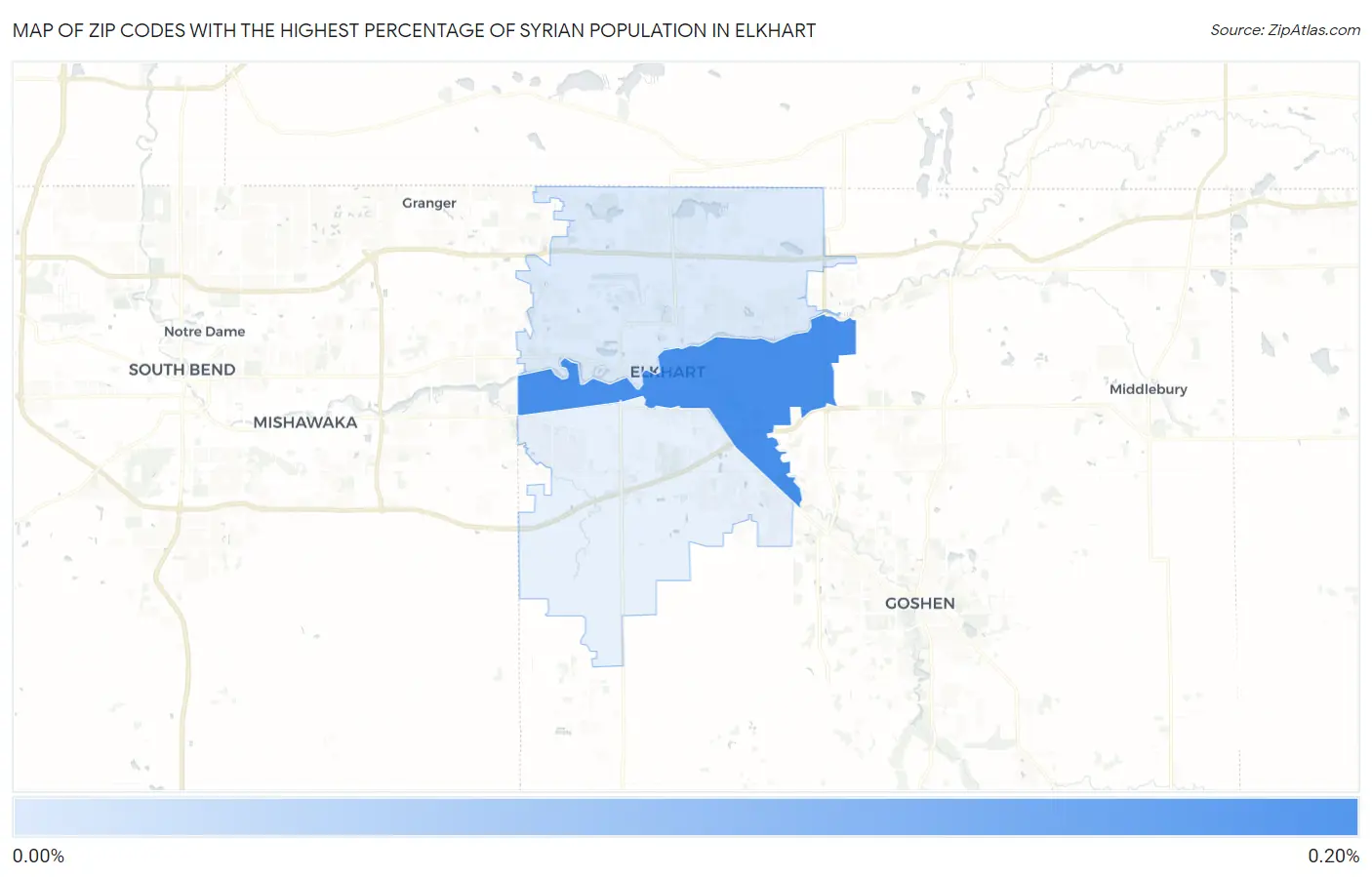 Zip Codes with the Highest Percentage of Syrian Population in Elkhart Map