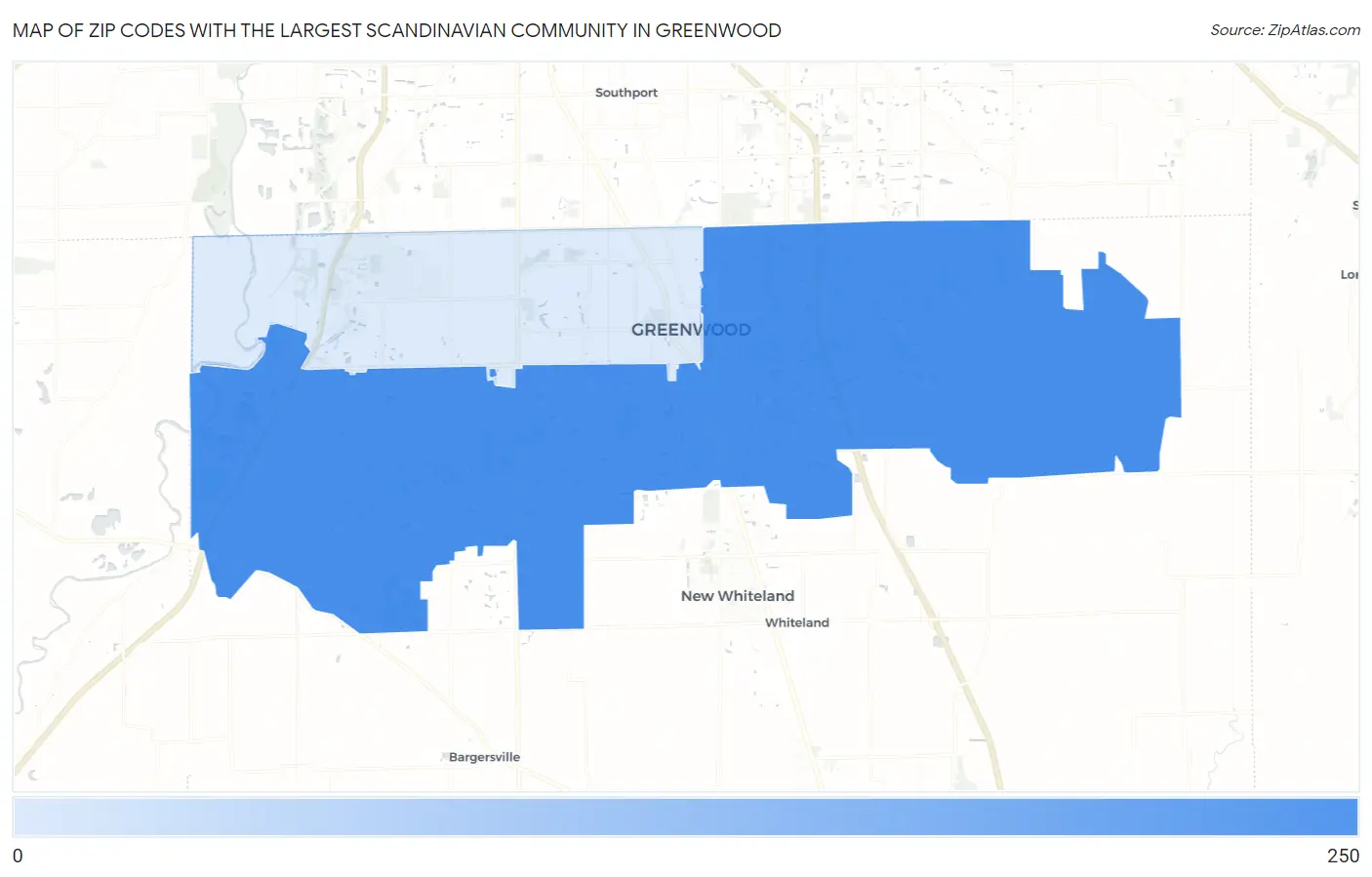 Zip Codes with the Largest Scandinavian Community in Greenwood Map