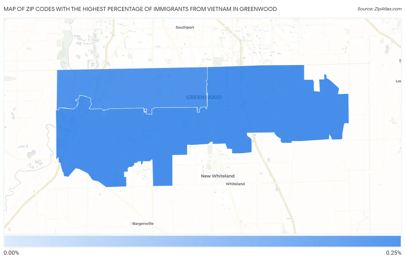Zip Codes with the Highest Percentage of Immigrants from Vietnam in Greenwood Map