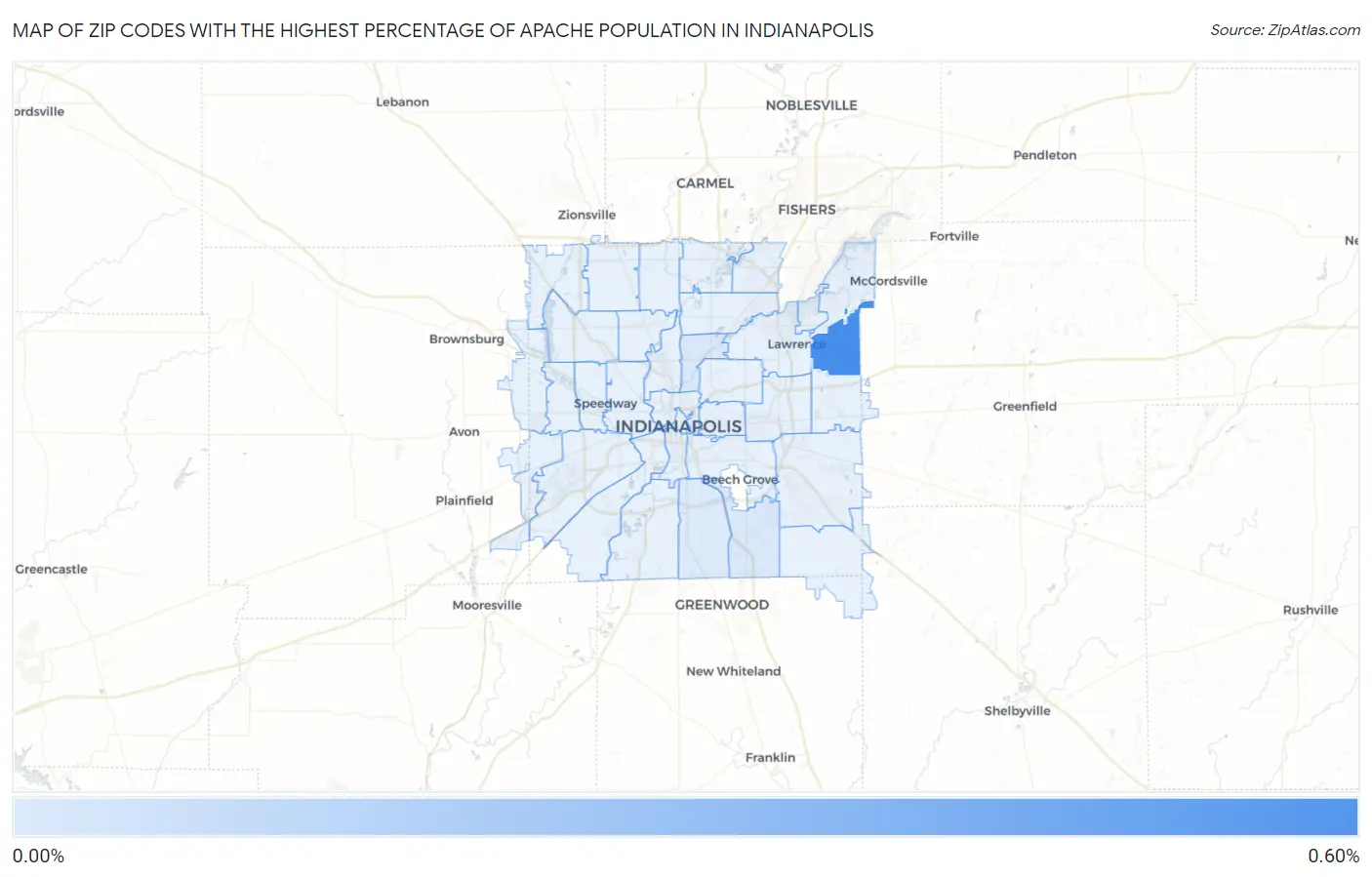 Zip Codes with the Highest Percentage of Apache Population in Indianapolis Map