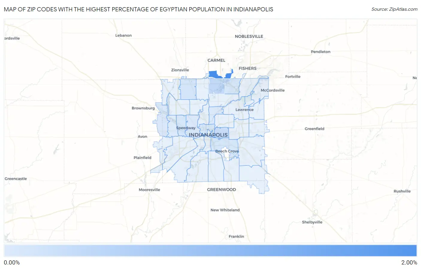 Zip Codes with the Highest Percentage of Egyptian Population in Indianapolis Map
