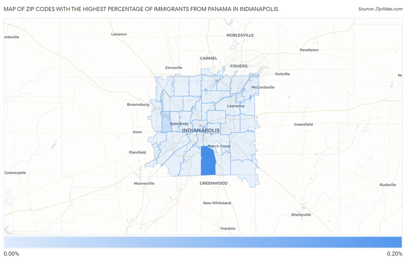 Zip Codes with the Highest Percentage of Immigrants from Panama in Indianapolis Map