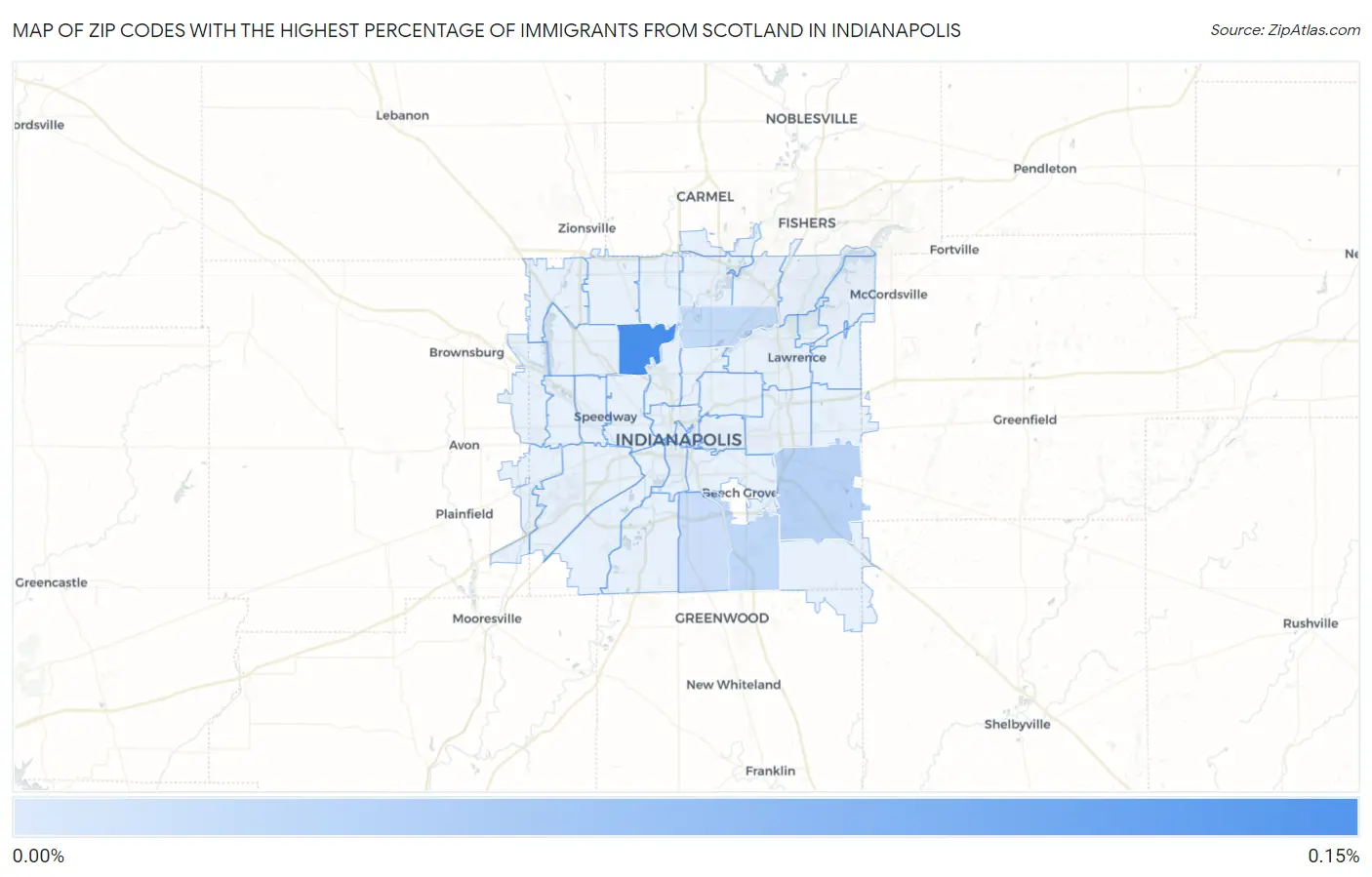 Zip Codes with the Highest Percentage of Immigrants from Scotland in Indianapolis Map
