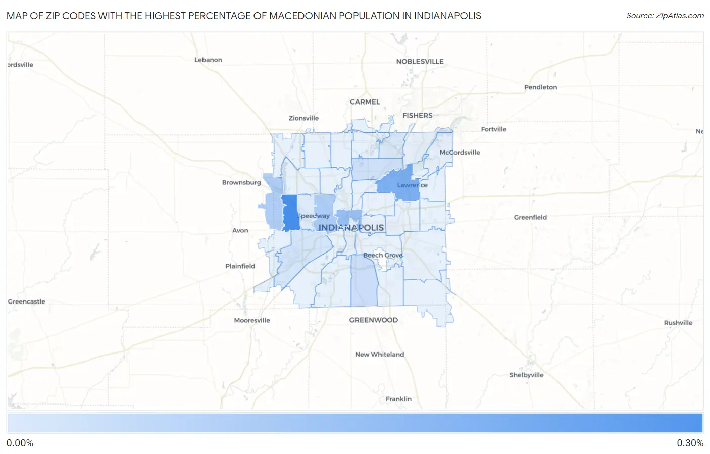 Zip Codes with the Highest Percentage of Macedonian Population in Indianapolis Map