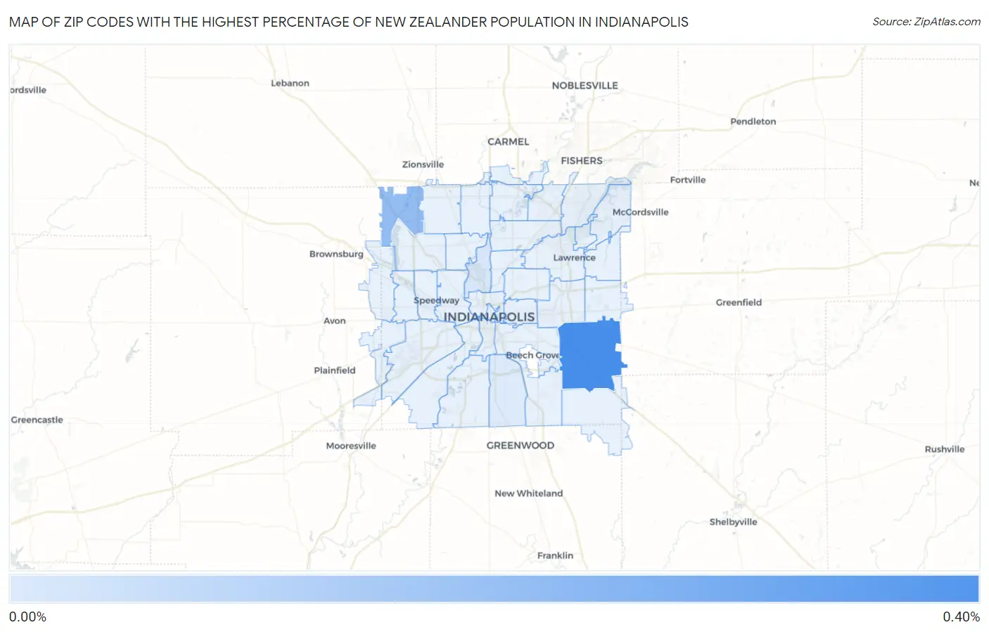 Zip Codes with the Highest Percentage of New Zealander Population in Indianapolis Map