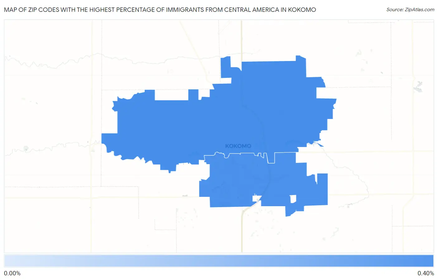 Zip Codes with the Highest Percentage of Immigrants from Central America in Kokomo Map
