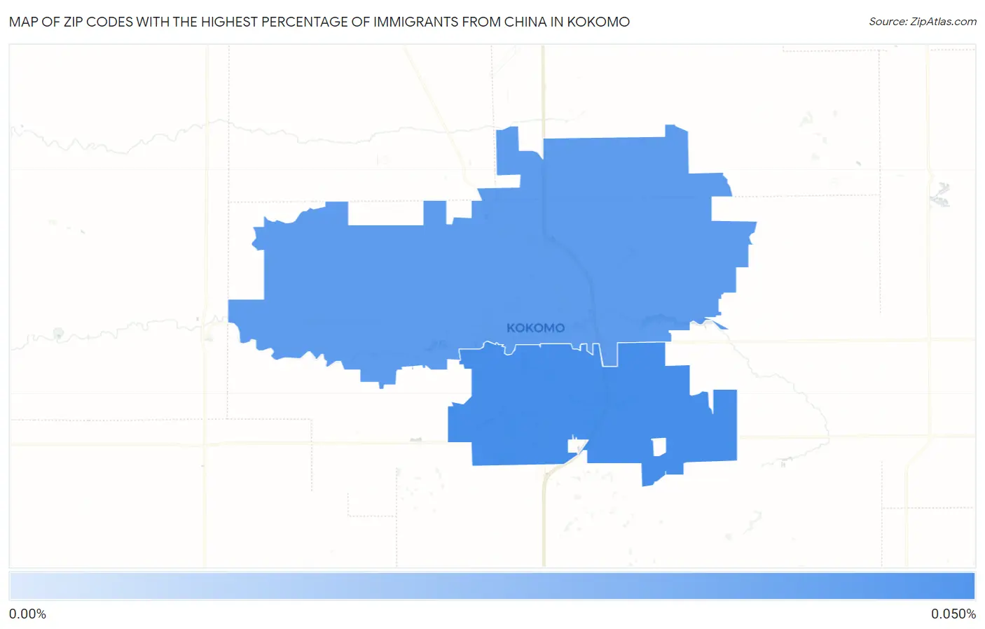 Zip Codes with the Highest Percentage of Immigrants from China in Kokomo Map