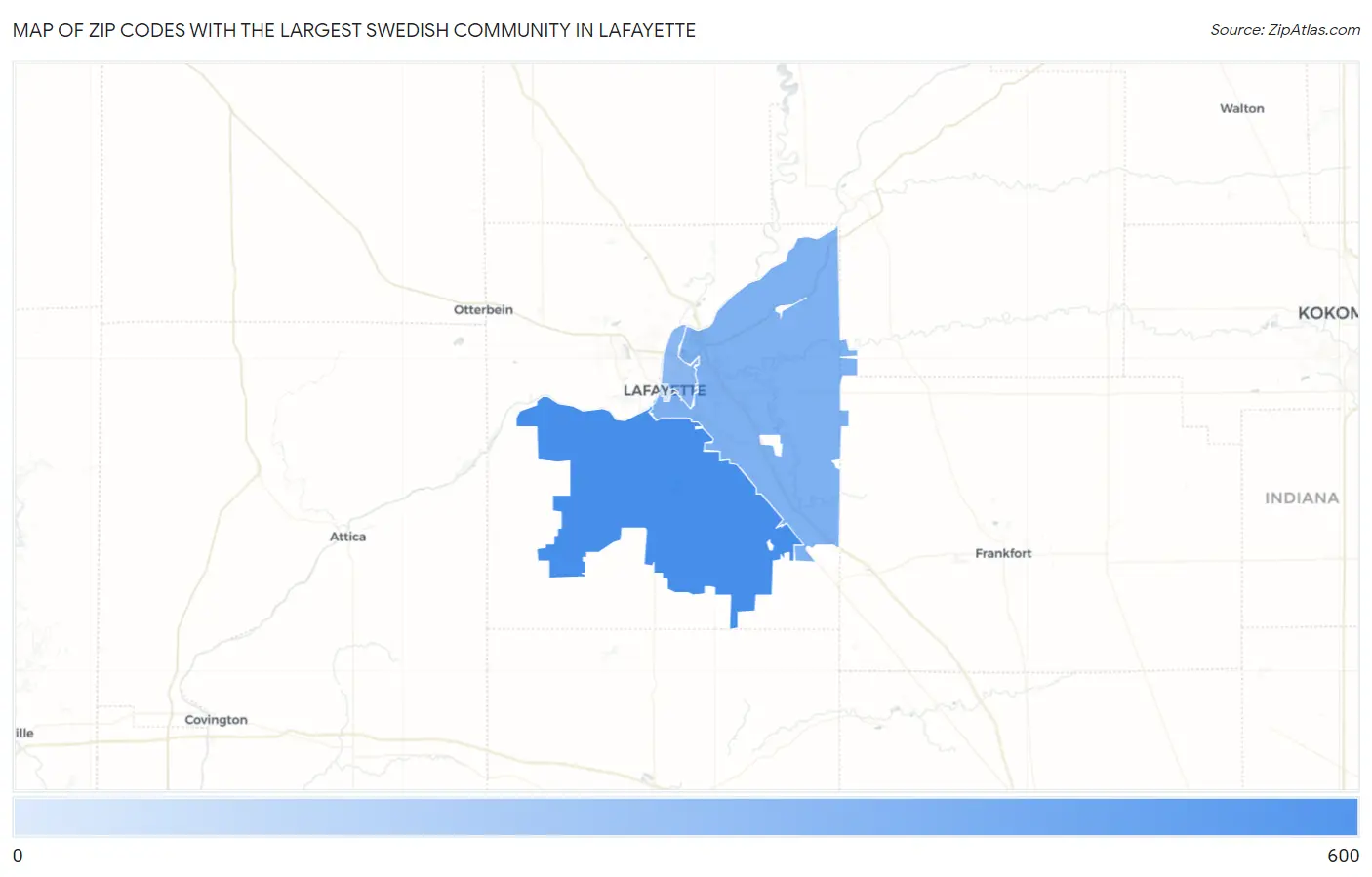 Zip Codes with the Largest Swedish Community in Lafayette Map