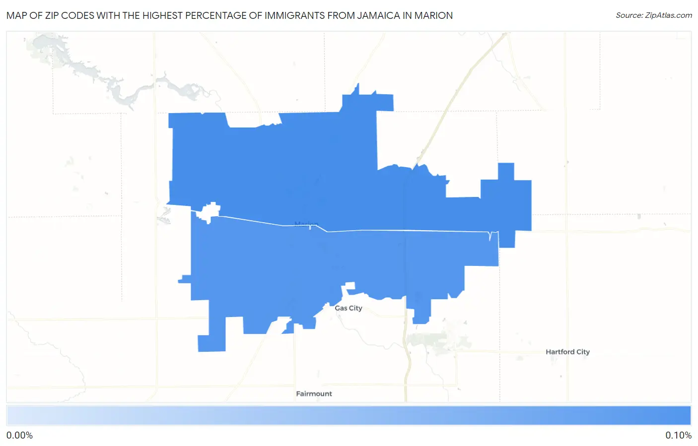 Zip Codes with the Highest Percentage of Immigrants from Jamaica in Marion Map