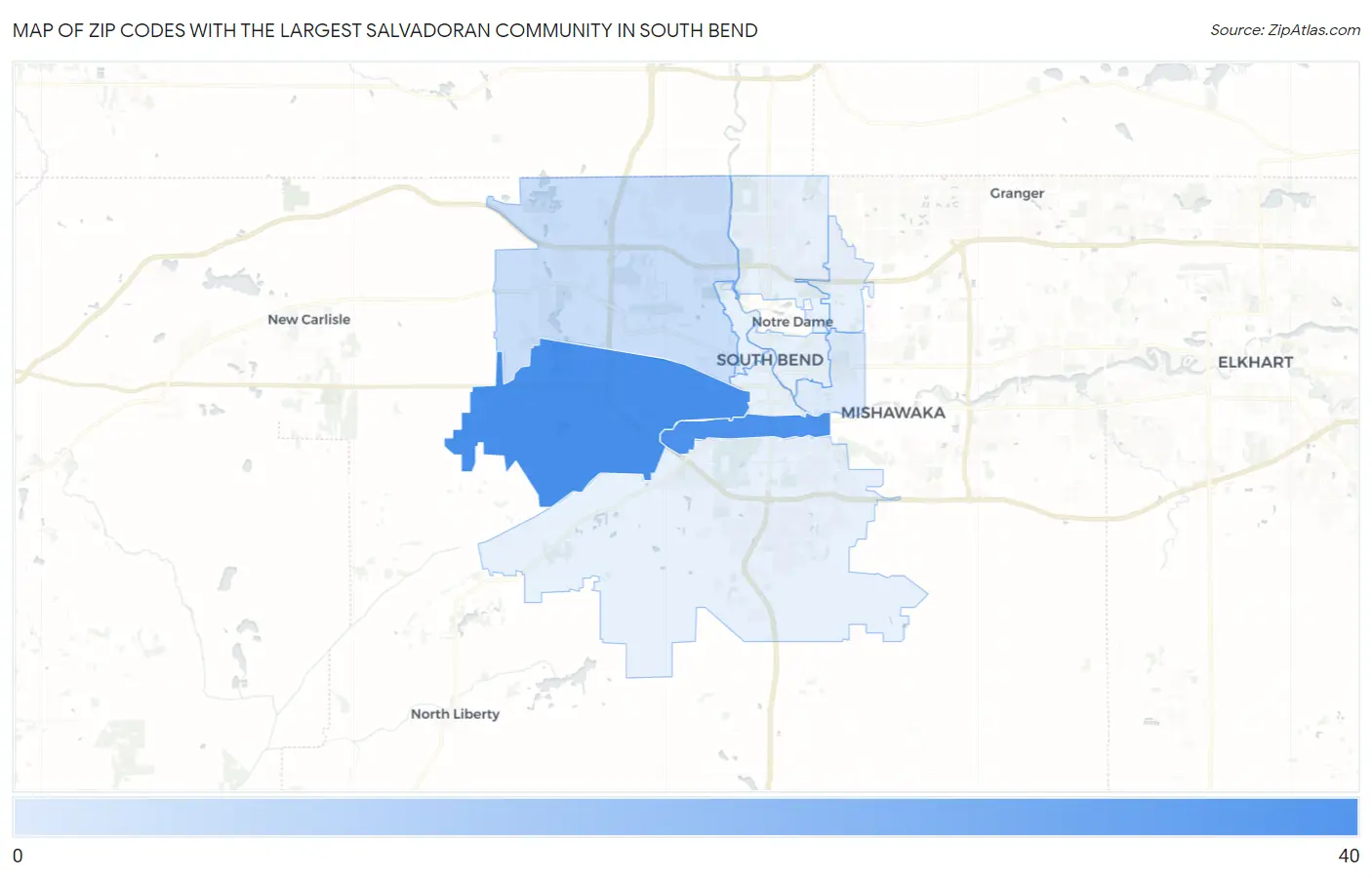 Zip Codes with the Largest Salvadoran Community in South Bend Map