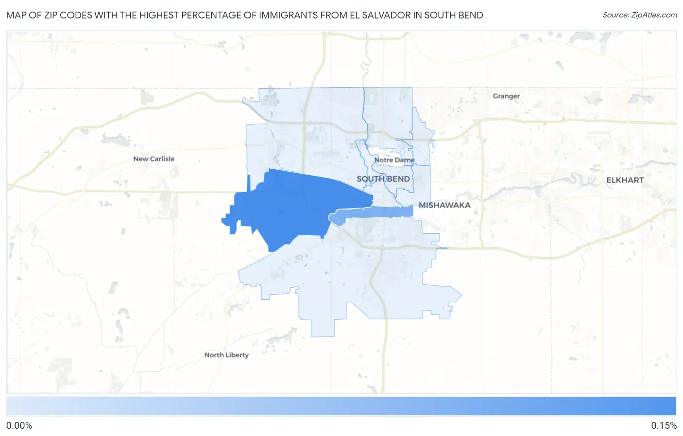 Zip Codes with the Highest Percentage of Immigrants from El Salvador in South Bend Map