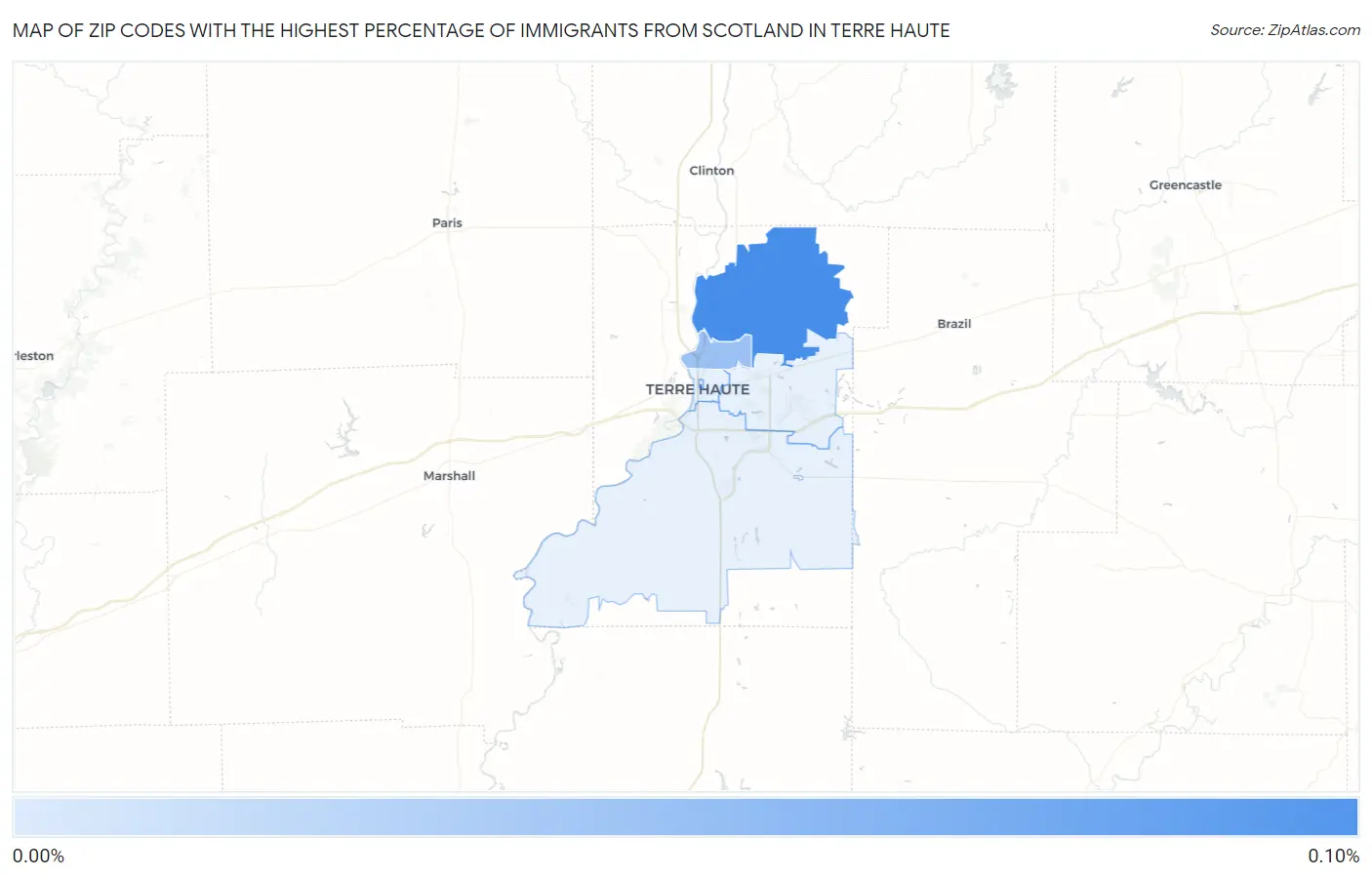 Zip Codes with the Highest Percentage of Immigrants from Scotland in Terre Haute Map
