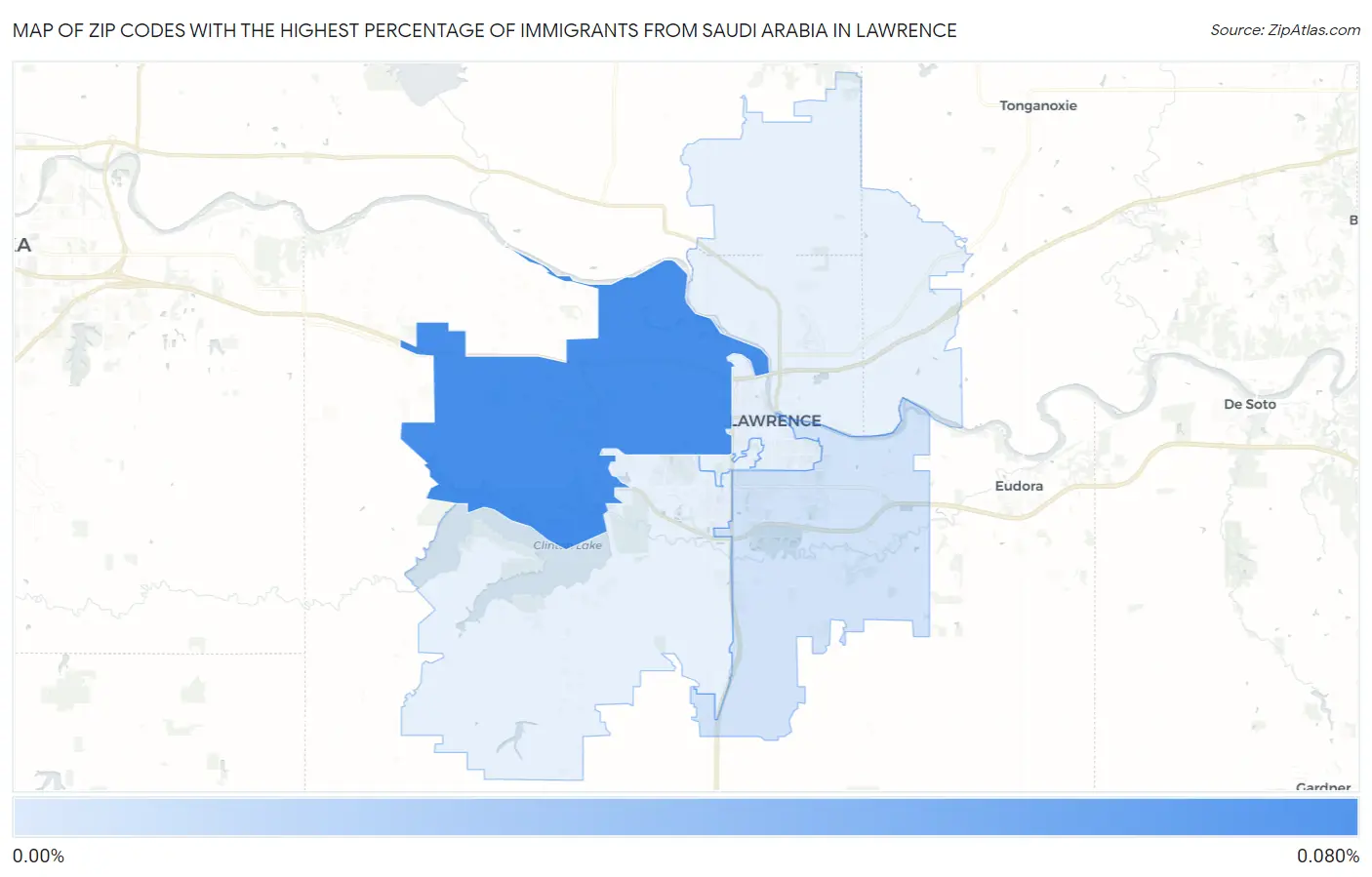 Zip Codes with the Highest Percentage of Immigrants from Saudi Arabia in Lawrence Map
