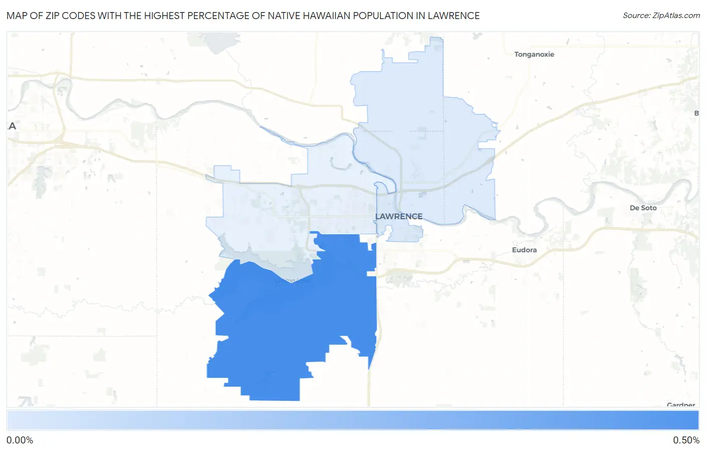 Zip Codes with the Highest Percentage of Native Hawaiian Population in Lawrence Map