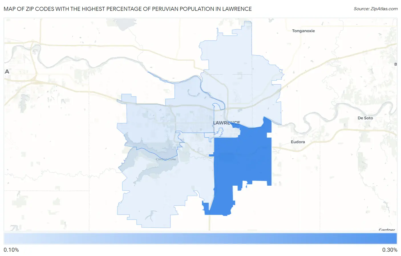 Zip Codes with the Highest Percentage of Peruvian Population in Lawrence Map