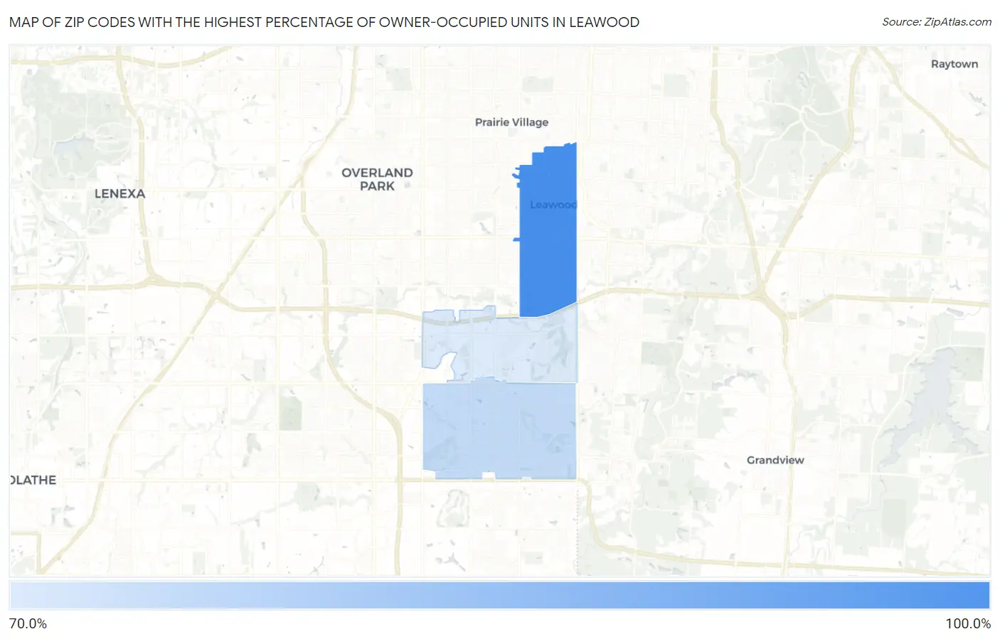 Zip Codes with the Highest Percentage of Owner-Occupied Units in Leawood Map