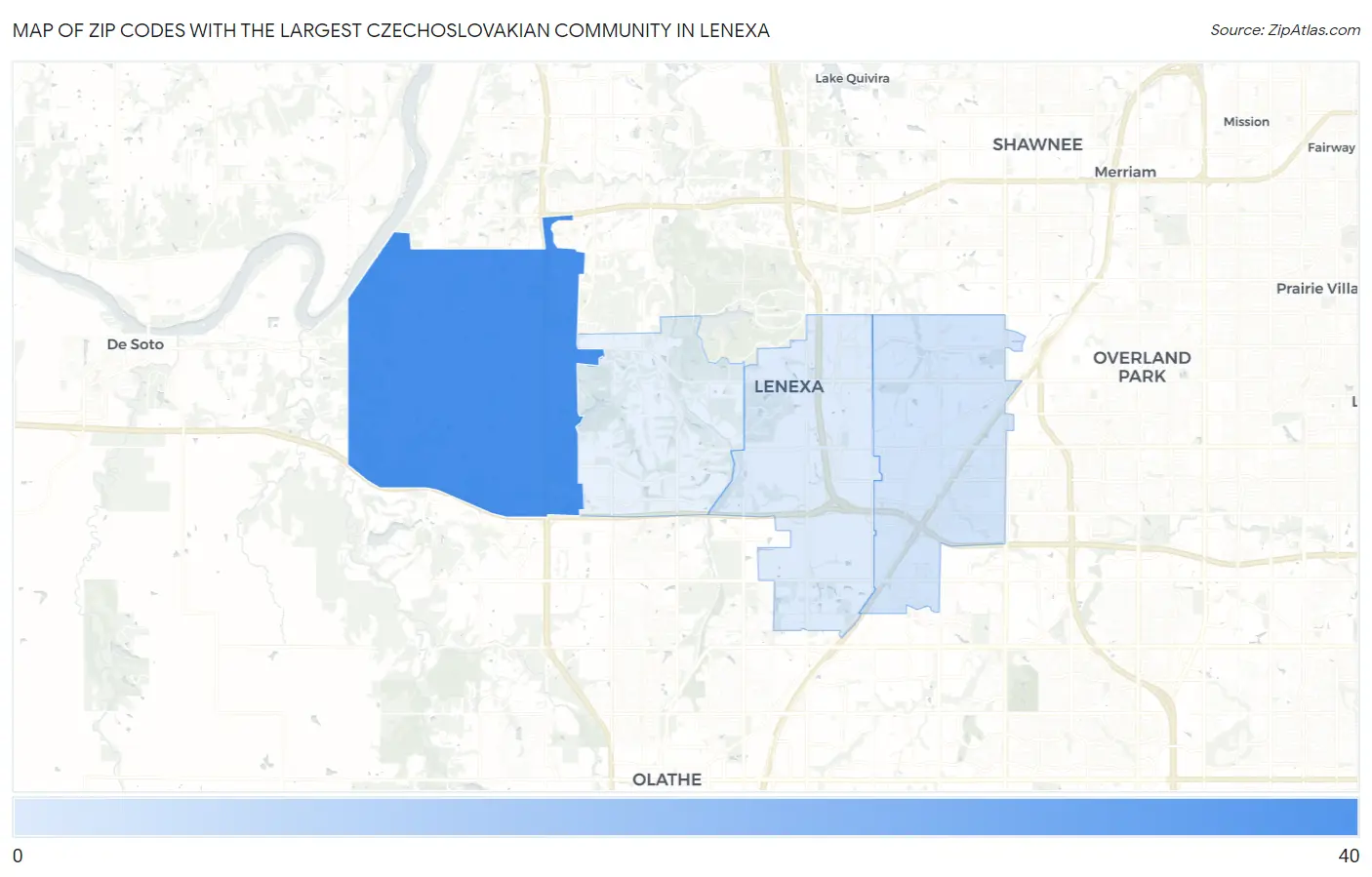 Zip Codes with the Largest Czechoslovakian Community in Lenexa Map