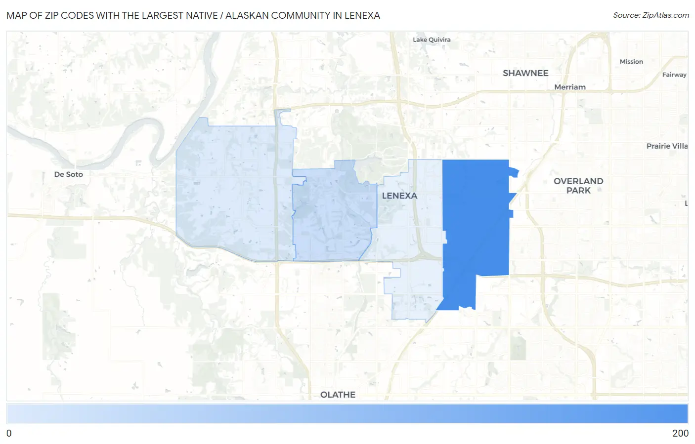 Zip Codes with the Largest Native / Alaskan Community in Lenexa Map