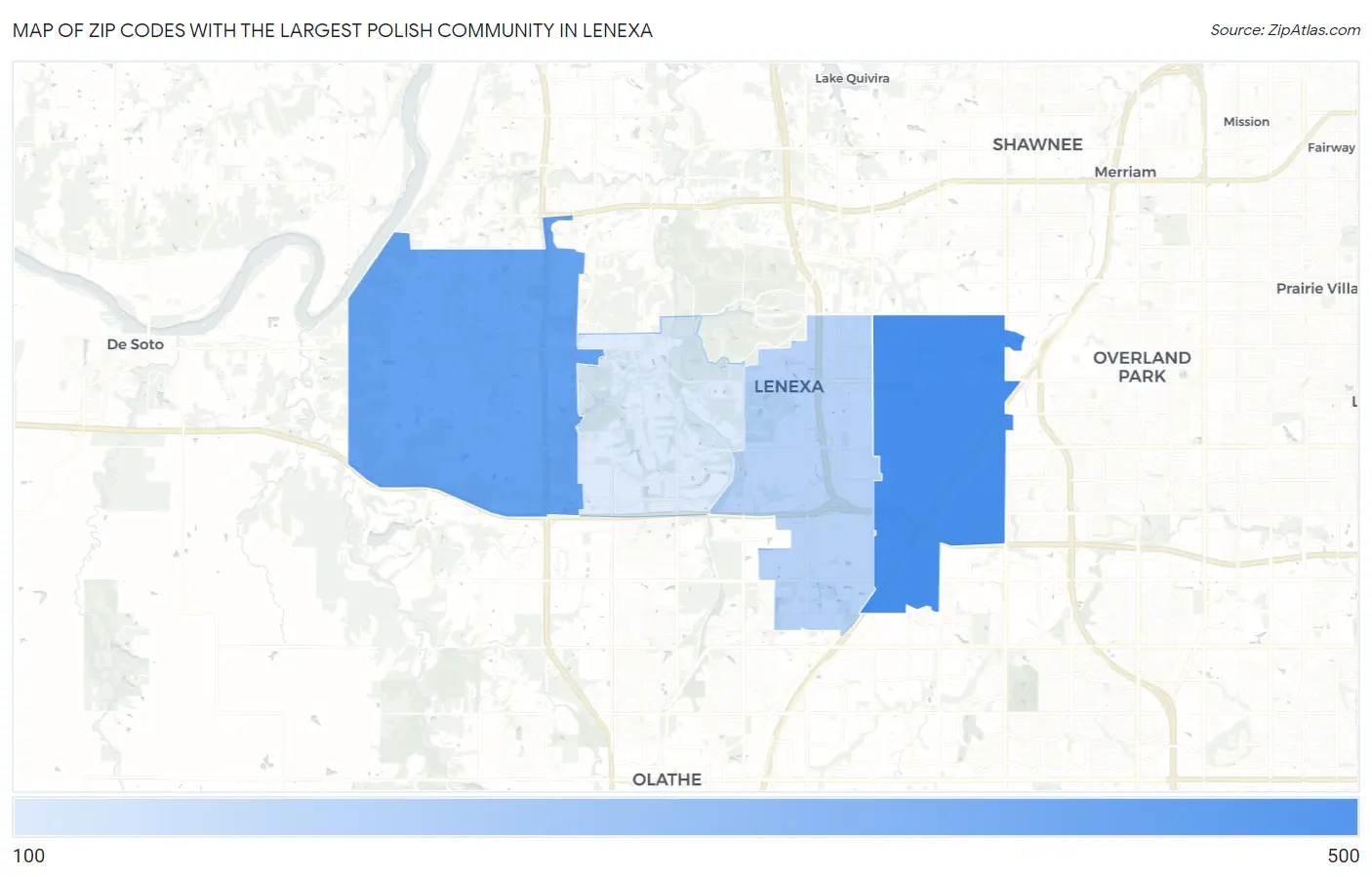 Zip Codes with the Largest Polish Community in Lenexa Map