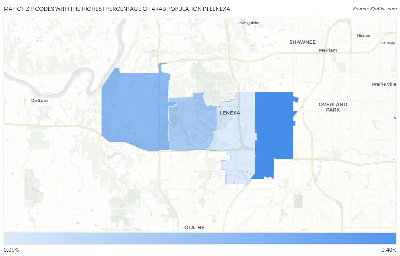 Zip Codes with the Highest Percentage of Arab Population in Lenexa Map