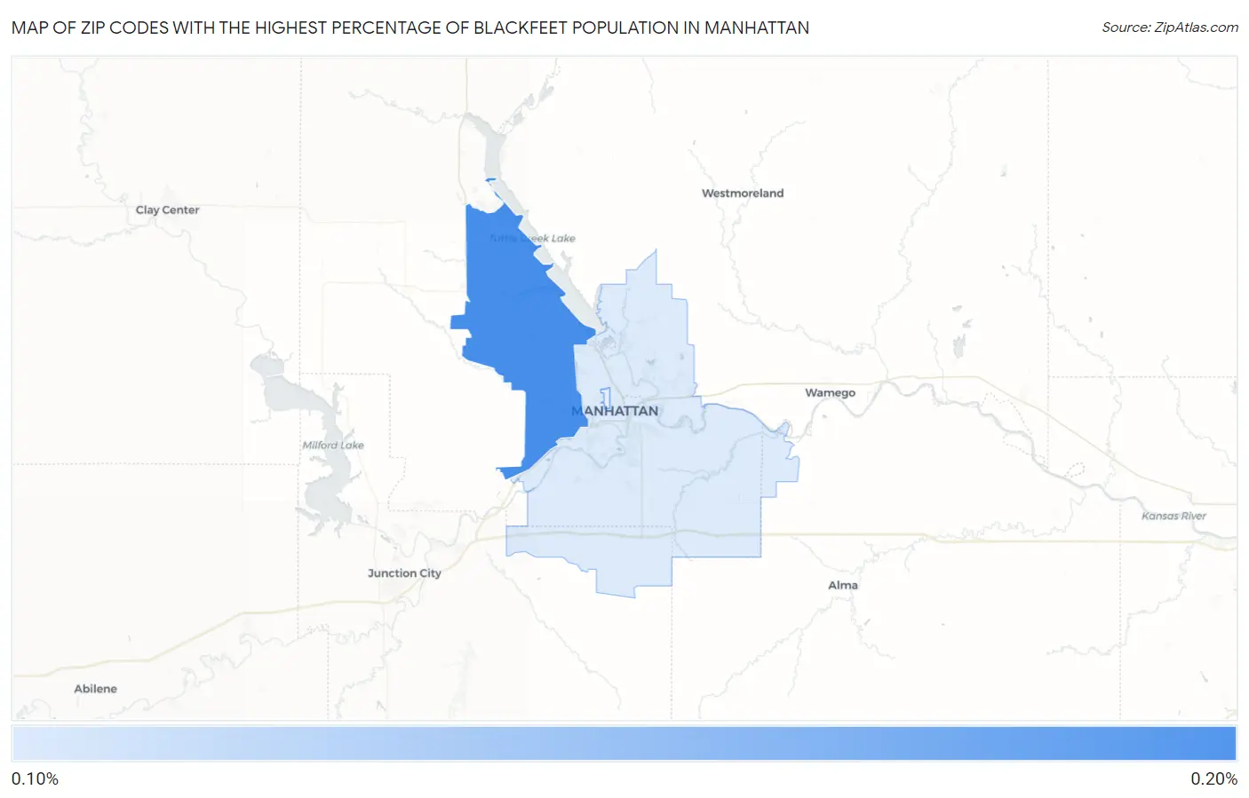 Zip Codes with the Highest Percentage of Blackfeet Population in Manhattan Map