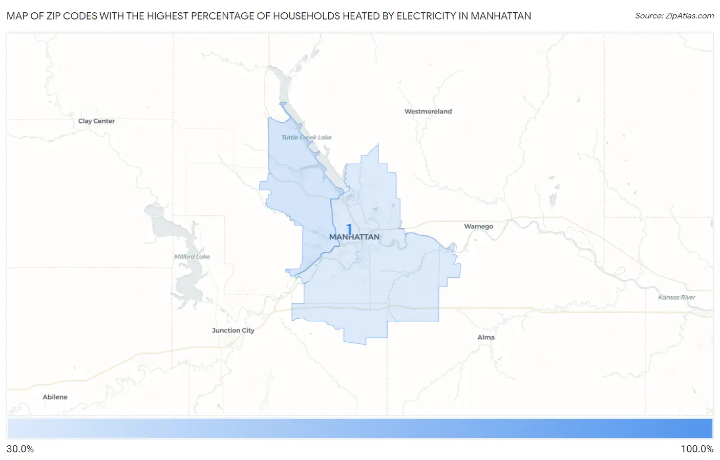 Zip Codes with the Highest Percentage of Households Heated by Electricity in Manhattan Map