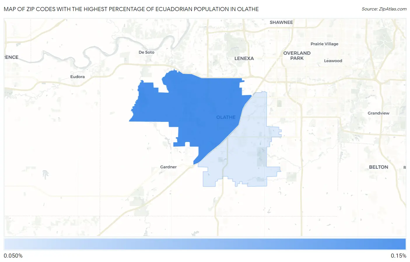 Zip Codes with the Highest Percentage of Ecuadorian Population in Olathe Map
