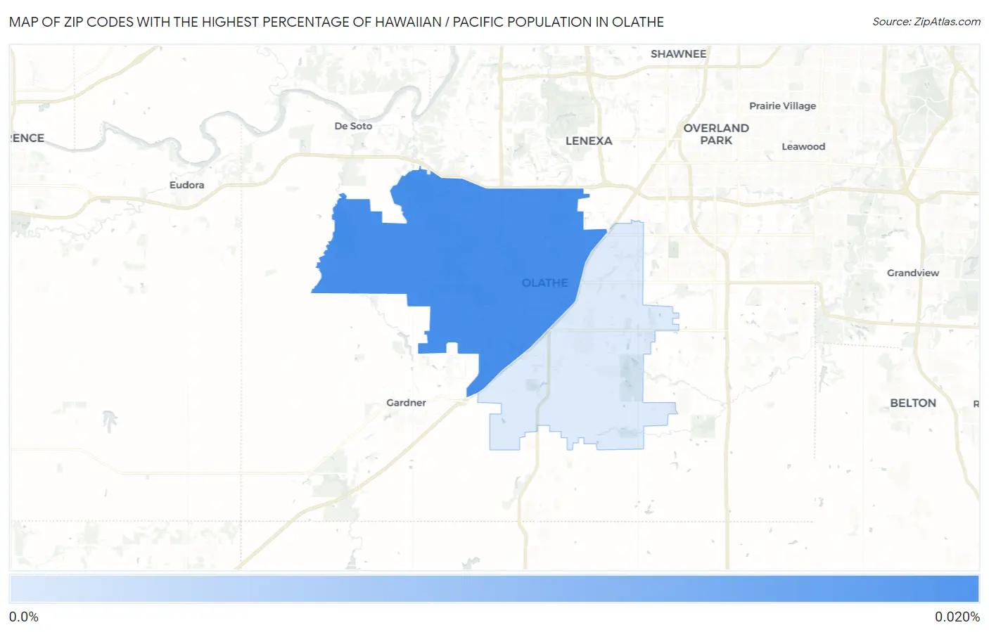 Zip Codes with the Highest Percentage of Hawaiian / Pacific Population in Olathe Map