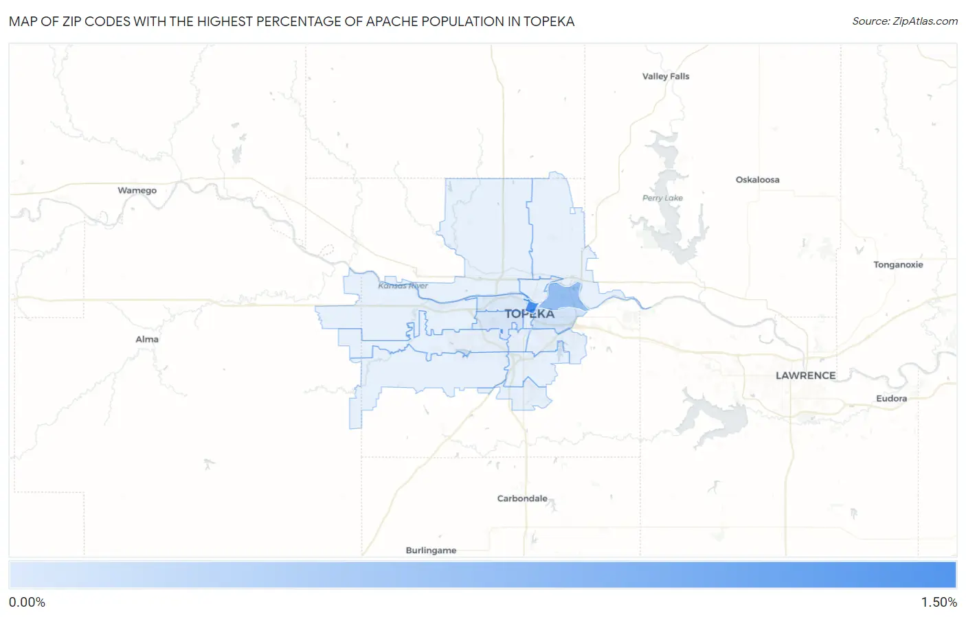 Zip Codes with the Highest Percentage of Apache Population in Topeka Map