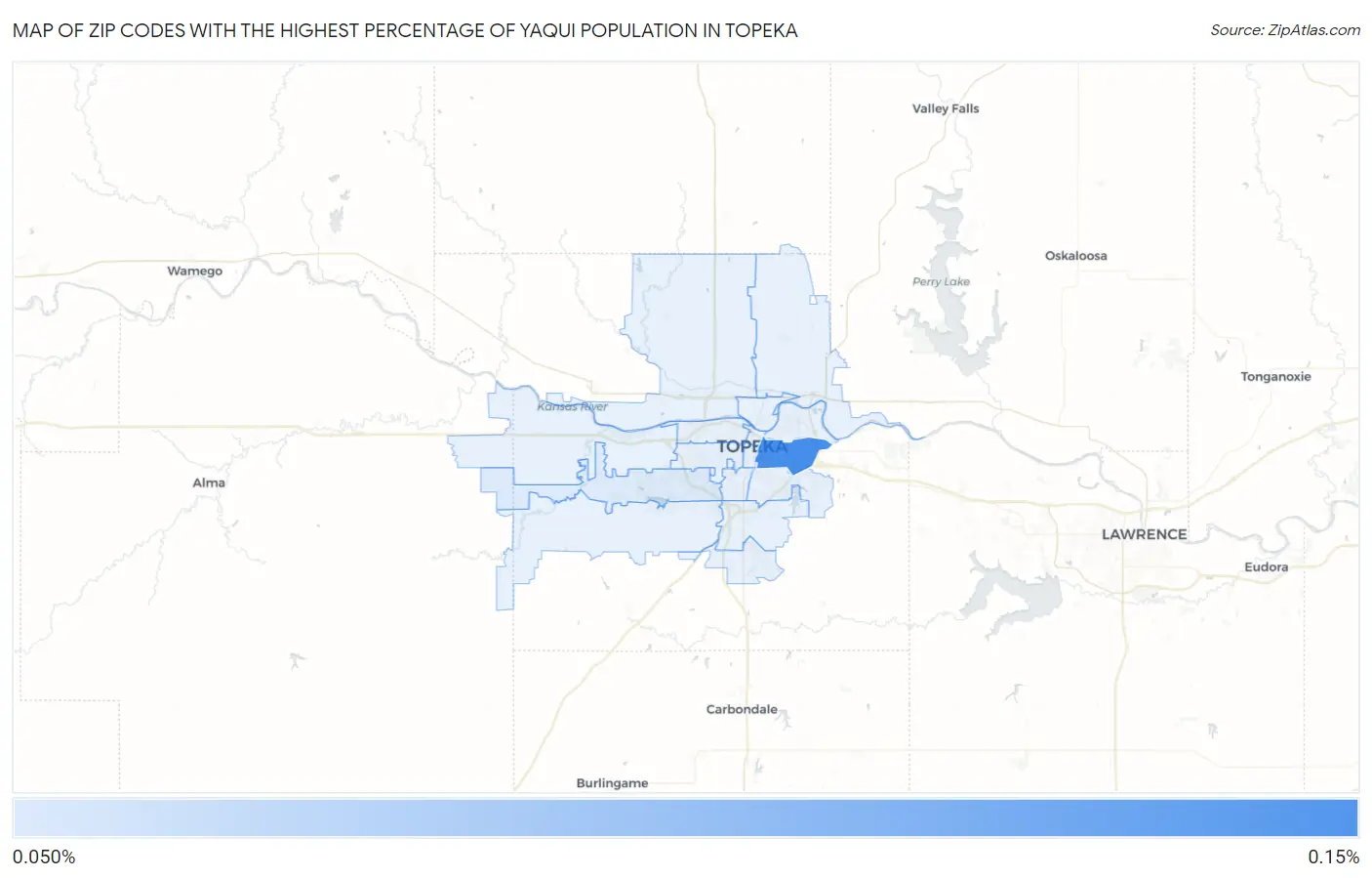 Zip Codes with the Highest Percentage of Yaqui Population in Topeka Map