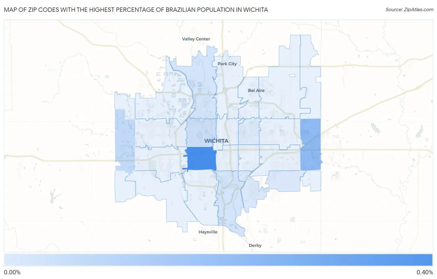 Zip Codes with the Highest Percentage of Brazilian Population in Wichita Map