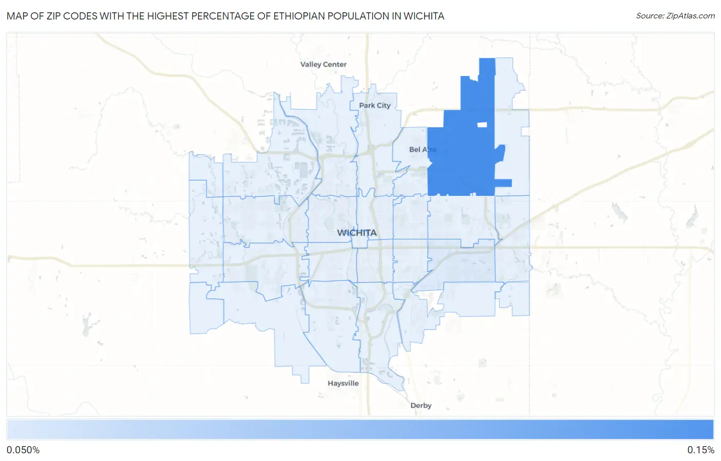 Zip Codes with the Highest Percentage of Ethiopian Population in Wichita Map