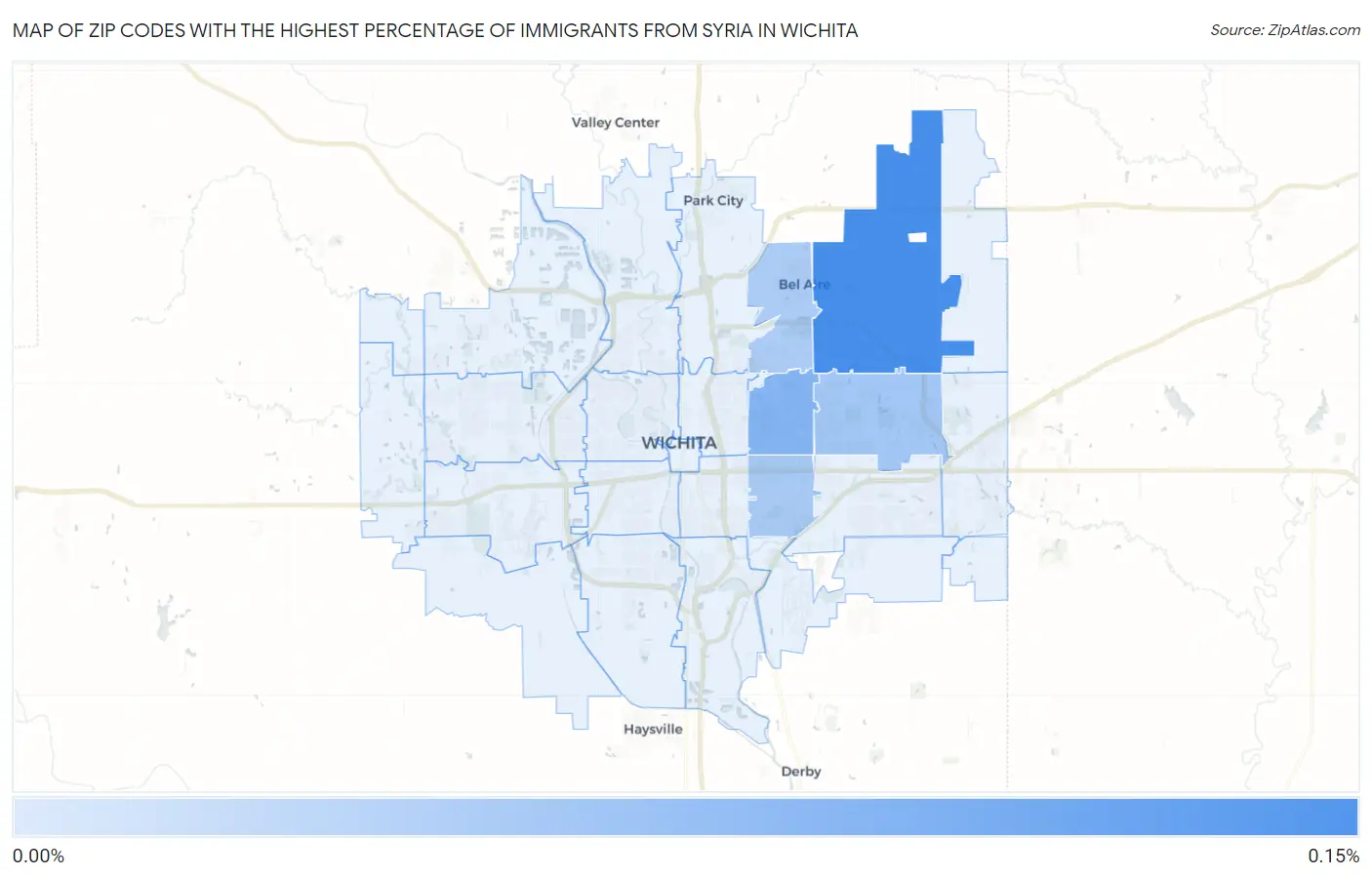 Zip Codes with the Highest Percentage of Immigrants from Syria in Wichita Map