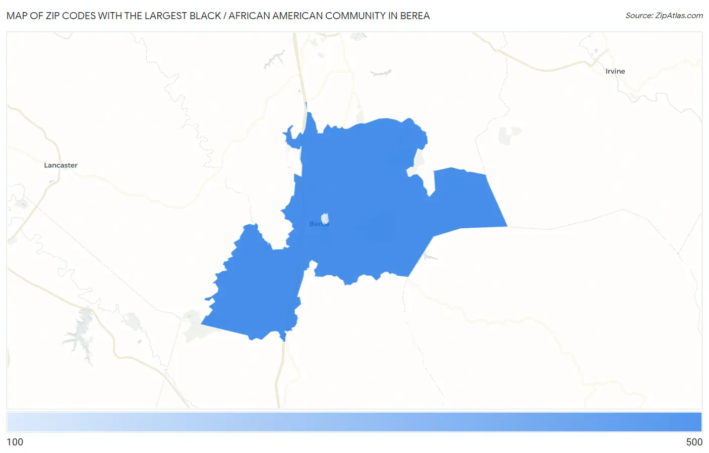 Zip Codes with the Largest Black / African American Community in Berea Map