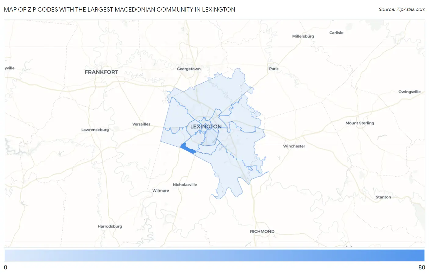 Zip Codes with the Largest Macedonian Community in Lexington Map