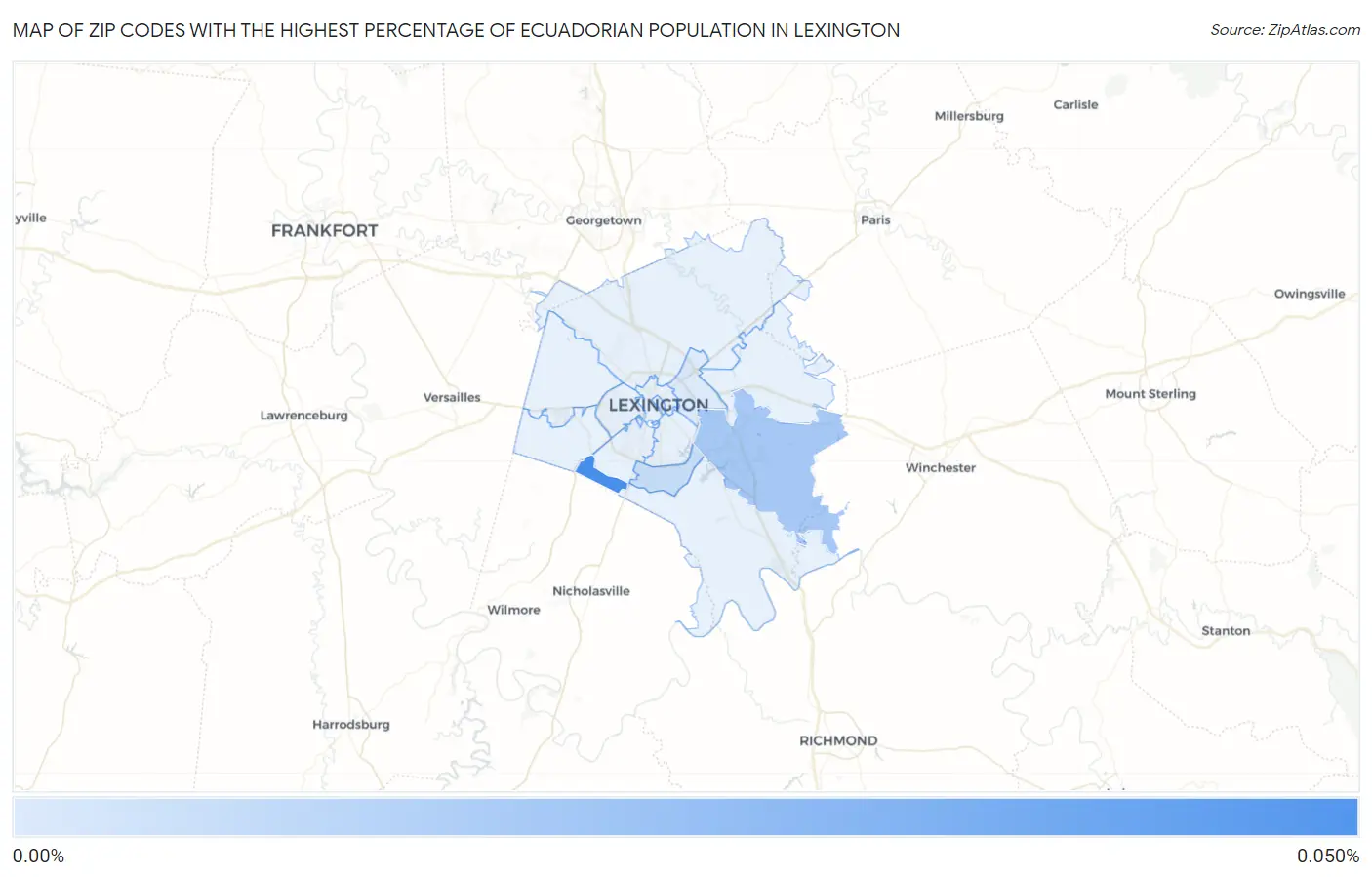 Zip Codes with the Highest Percentage of Ecuadorian Population in Lexington Map