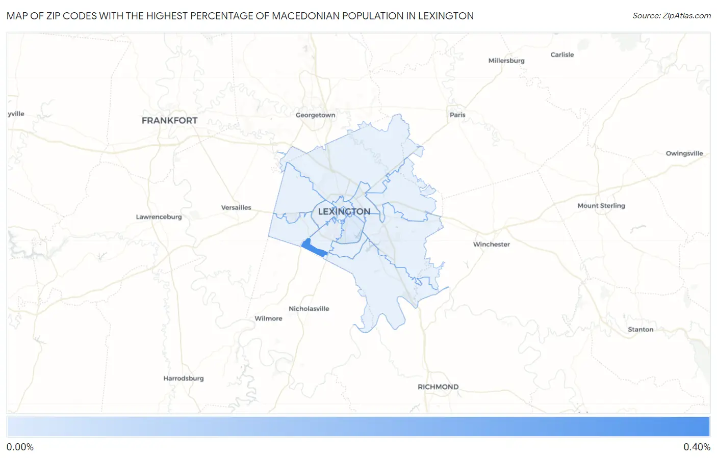 Zip Codes with the Highest Percentage of Macedonian Population in Lexington Map
