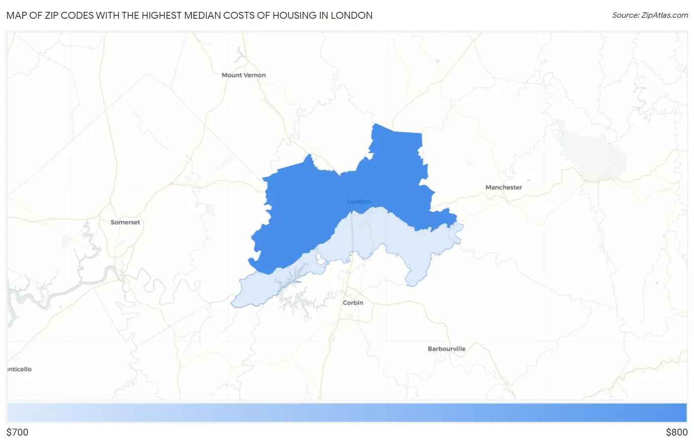 Zip Codes with the Highest Median Costs of Housing in London Map