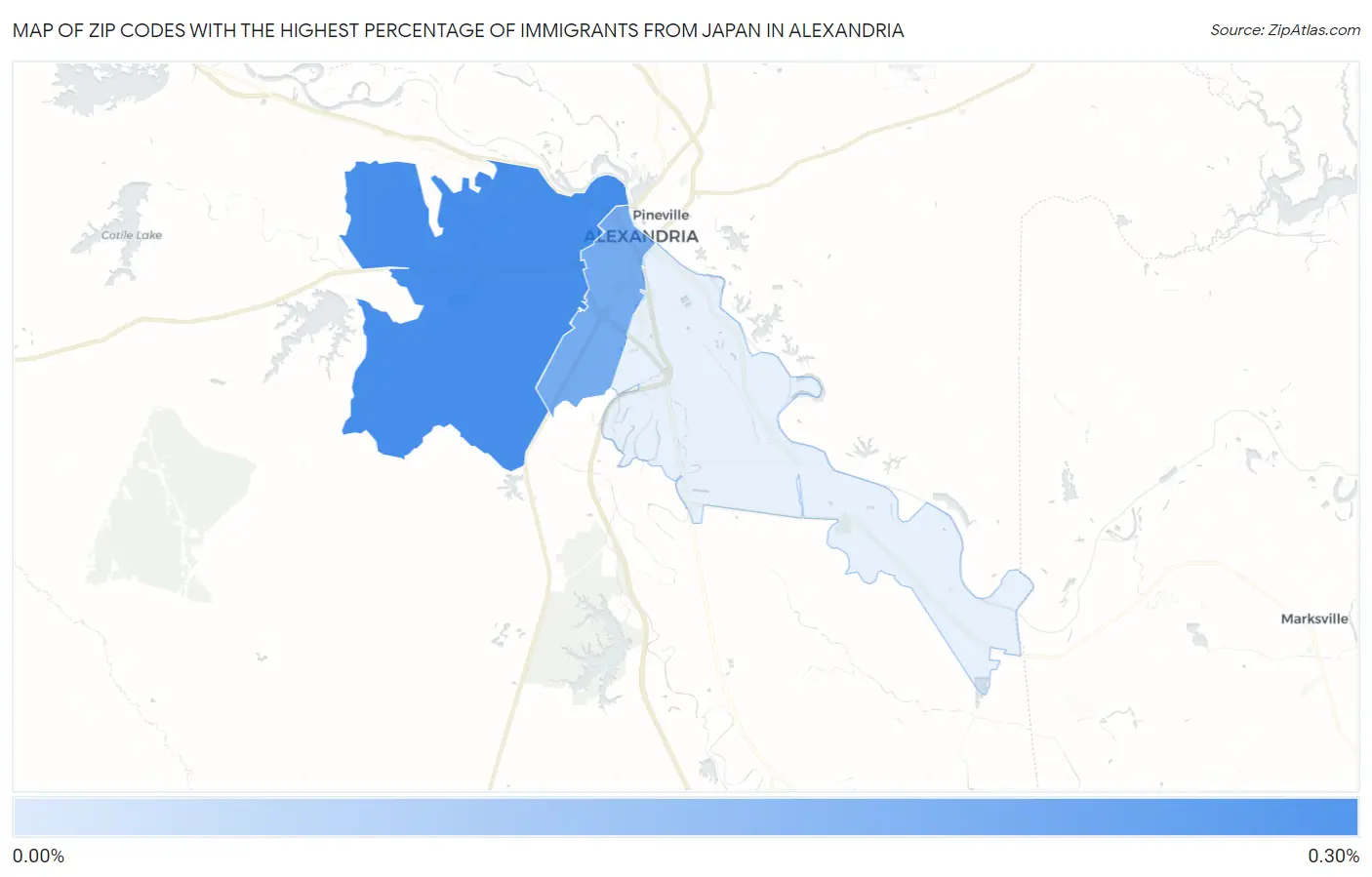 Zip Codes with the Highest Percentage of Immigrants from Japan in Alexandria Map