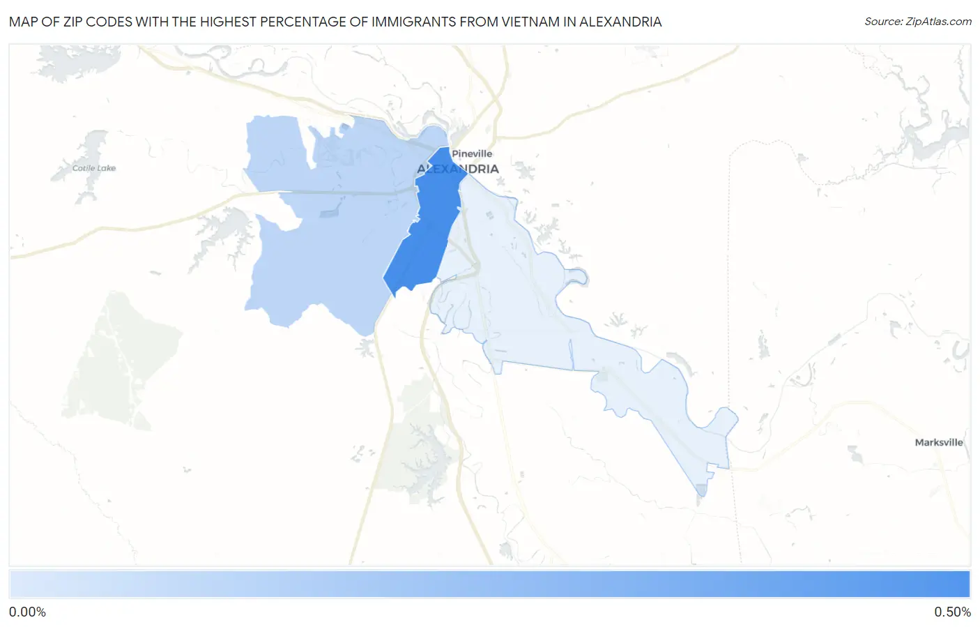 Zip Codes with the Highest Percentage of Immigrants from Vietnam in Alexandria Map