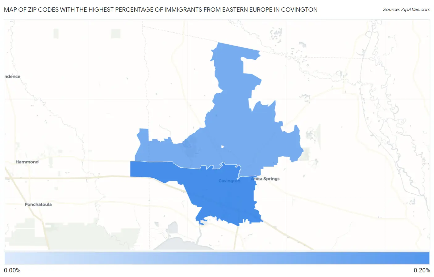 Zip Codes with the Highest Percentage of Immigrants from Eastern Europe in Covington Map