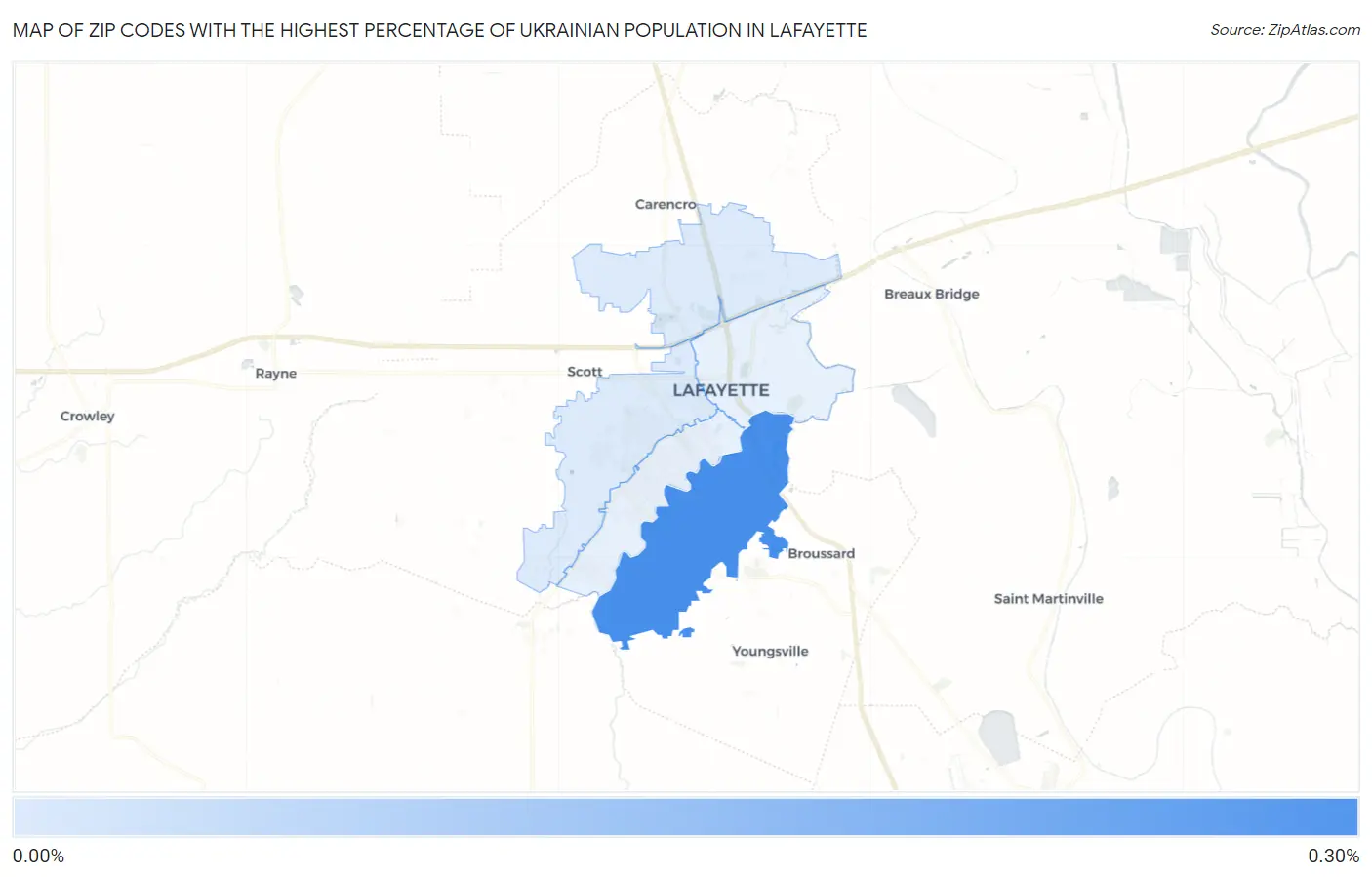 Zip Codes with the Highest Percentage of Ukrainian Population in Lafayette Map