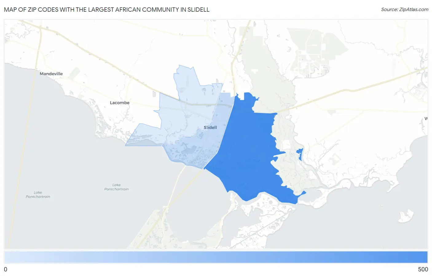 Zip Codes with the Largest African Community in Slidell Map
