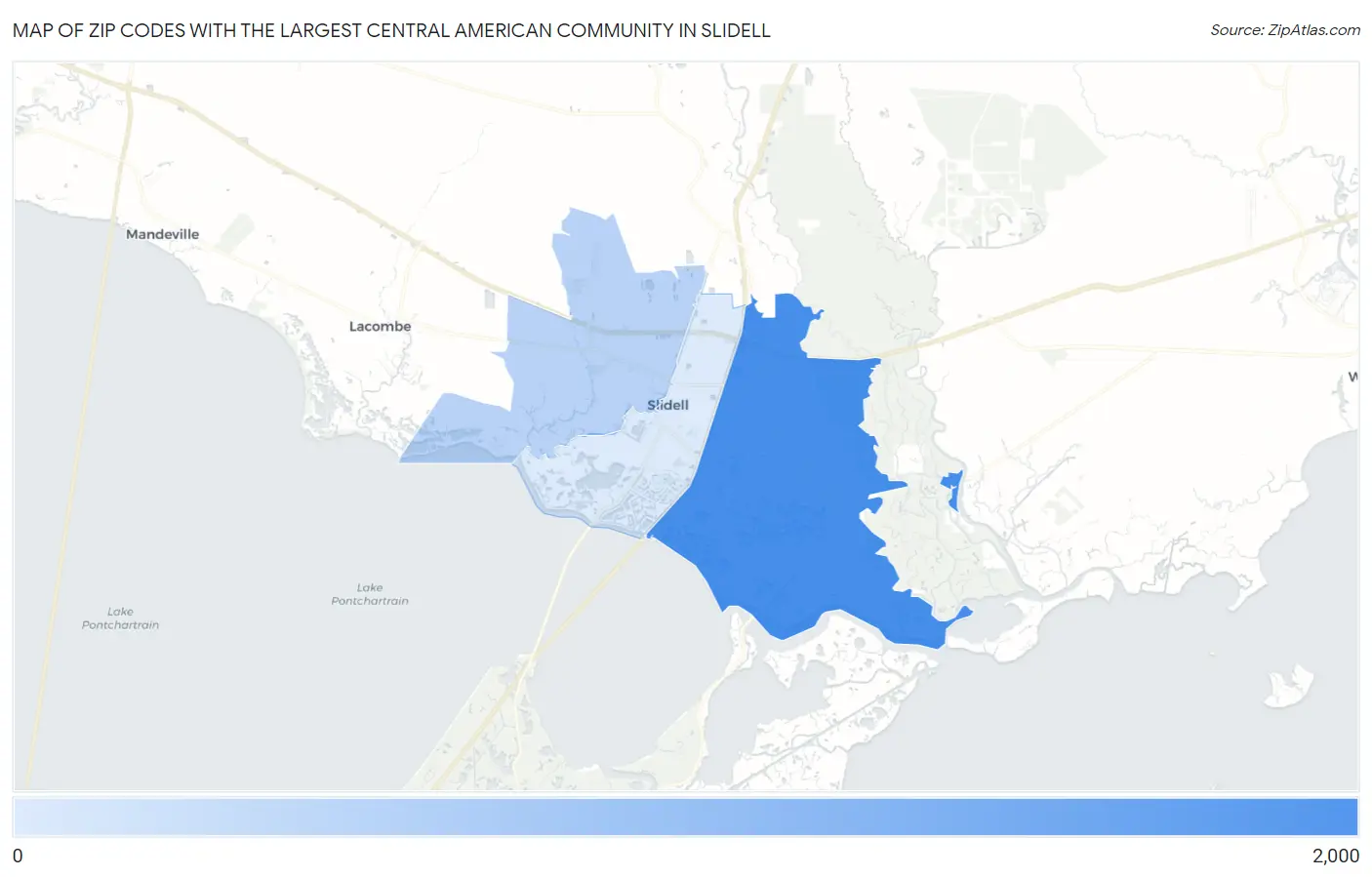 Zip Codes with the Largest Central American Community in Slidell Map